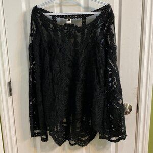 Alberto Makali New York Sheer Crochet Floral Tunic Shirt Women’s Large New